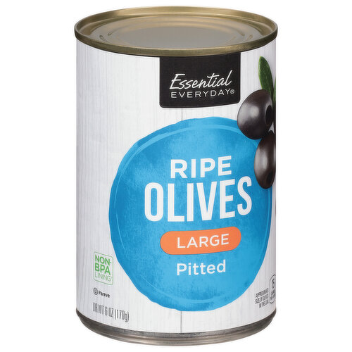 Essential Everyday Olives, Ripe, Pitted, Large