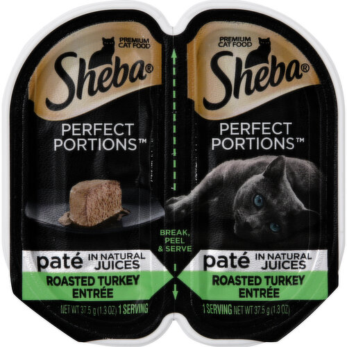 SHEBA Perfect Portions Cat Food, Premium, Roasted Turkey Entree, Pate in Natural Juices