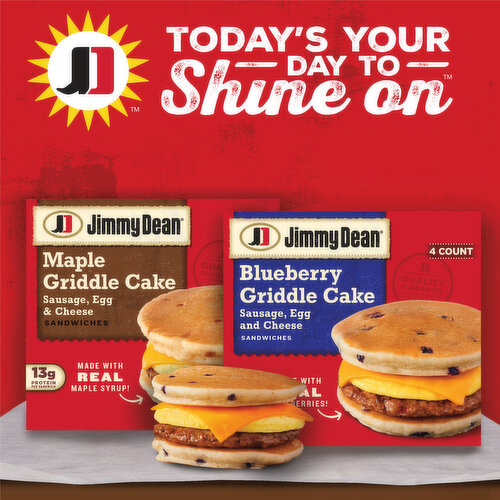 Jimmy Dean Blueberry Griddle Cake Sausage, Egg and Cheese Sandwiches, 4 ct