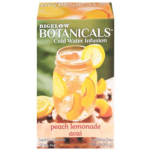 Bigelow Botanicals Cold Water Infusion, Caffeine Free, Peach Lemonade Acai, Tea Bags