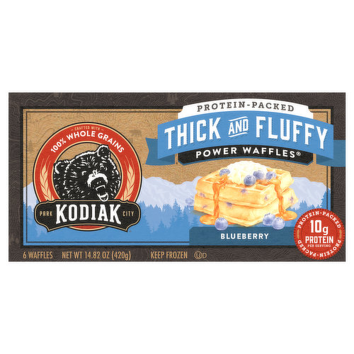 Kodiak Power Waffles, Blueberry, Thick and Fluffy, Protein-Packed