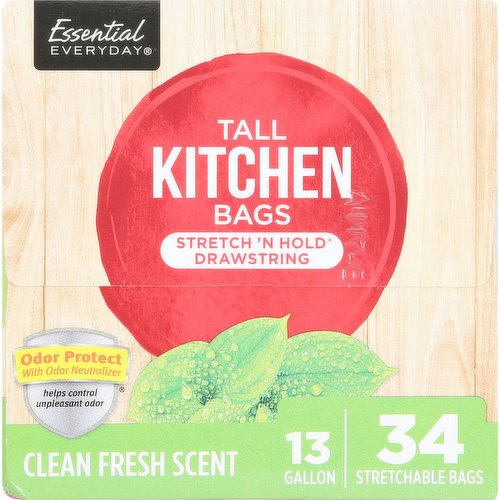 Essential Everyday Tall Kitchen Drawstring 13 Gallon Bags