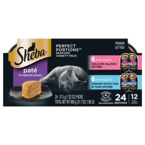 Sheba Perfect Portions Cat Food, Premium, Seafood, Pate, Variety Pack
