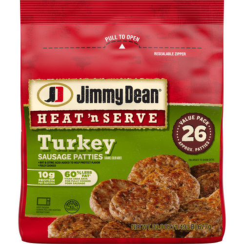 Jimmy Dean Heat 'n Serve Jimmy Dean® Heat 'N Serve Breakfast Turkey Sausage Patties, 26 Count