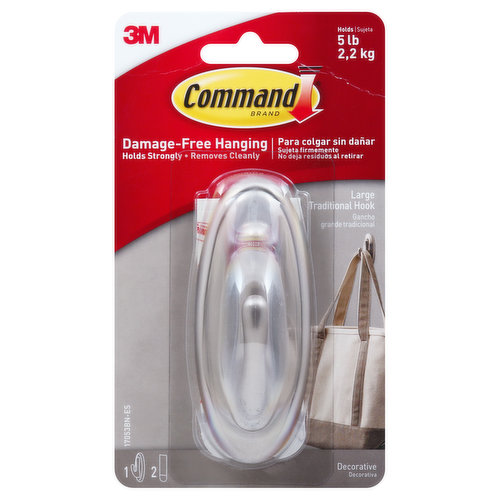 Command Traditional Hook, Decorative, Large