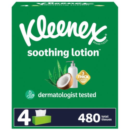 Kleenex Soothing Lotion Tissues, Coconut Oil + Aloe, 3-Ply