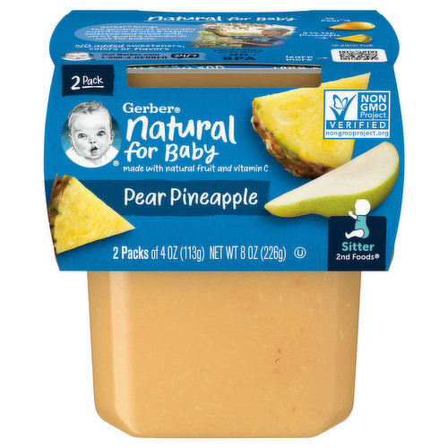 Gerber Natural for Baby Pear Pineapple, Sitter 2nd Foods, 2 Pack