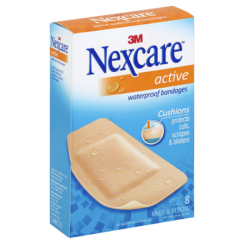 Nexcare Active Bandages, Waterproof, Knee & Elbow