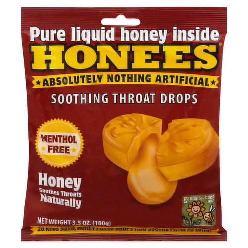 Honees Throats Drops, Soothing, Honey