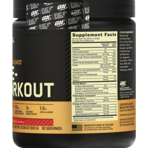  OPTIMUM NUTRITION Gold Standard Pre-Workout with Creatine,  Beta-Alanine, and Caffeine for Energy, Flavor: Fruit Punch, 30 Servings :  Health & Household