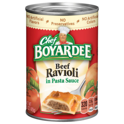 No preservatives. No artificial colors. Quality ingredients since 1924. In 1924, Chef Hector Boiardi’s (Boyardee) restaurant was popular he began bottling his signature sauce in jars for his customers to take home. Today, Chef Boyardee maintains its quality by using ingredients such as vine ripened California tomatoes and wholesome pasta.