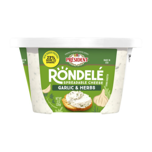 President Creamy Whipped Garlic & Herbs Light Spreadable Cheese