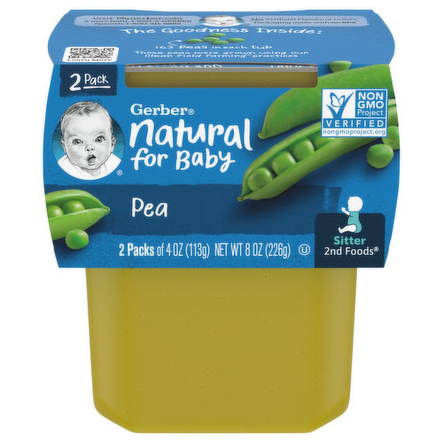 Gerber Natural for Baby Pea, Sitter 2nd Foods, 2 Pack