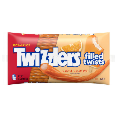 Twizzlers Candy, Orange Cream Pop, Filled Twists