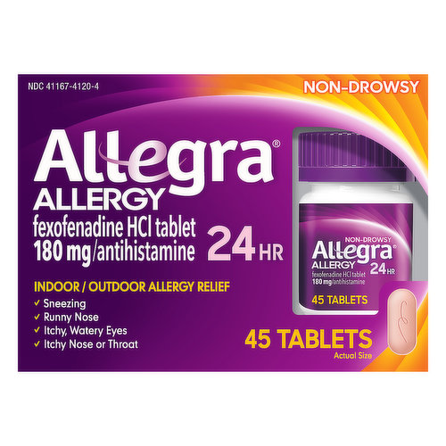 Allegra Allergy Relief, Indoor/Outdoor, Non-Drowsy, 24 Hr, Tablets