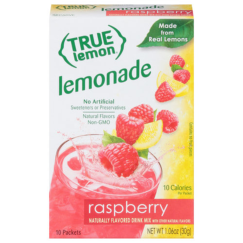 True Lemon Drink Mix, Lemonade, Raspberry