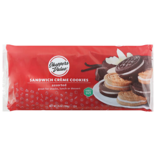 Shoppers Value Sandwich Creme Cookies, Assorted, Family Size