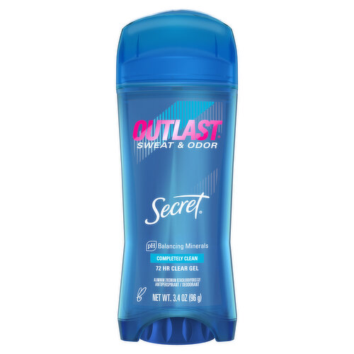 Secret Outlast Outlast Clear Gel Antiperspirant Deodorant for Women, Completely Clean 3.4 oz