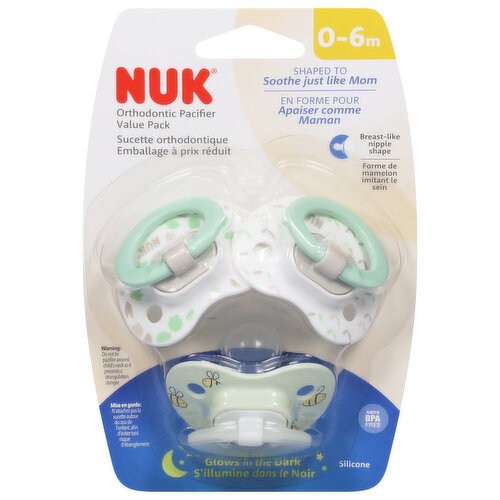 Nuk Pacifiers, Orthodontic, 0-6 m, Value Pack