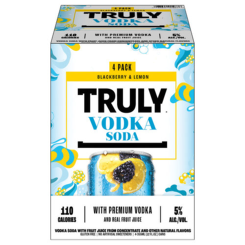 Truly Vodka Soda, Blackberry & Lemon, 4 Pack