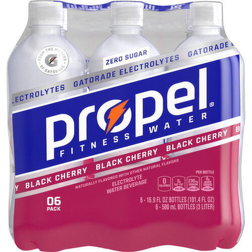 Propel Electrolyte Water Beverage, Black Cherry, 06 Pack