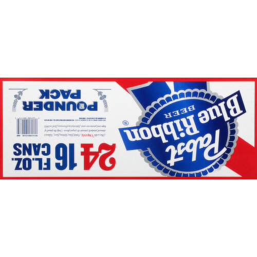 Pabst Blue Ribbon Beer, Pounder Pack, 24 Pack - 24 pack, 16 fl oz cans