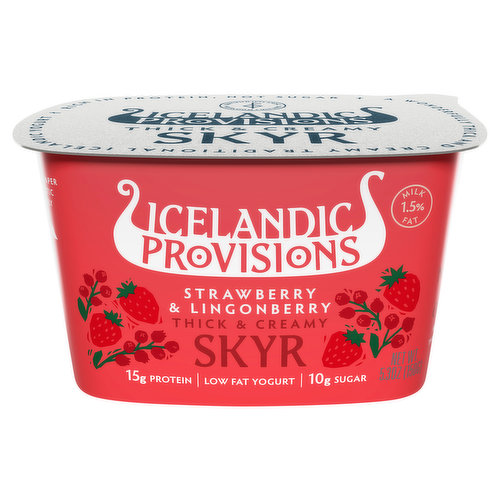 Icelandic Provisions Skyr, Low Fat, Strawberry & Lingonberry, Thick & Creamy