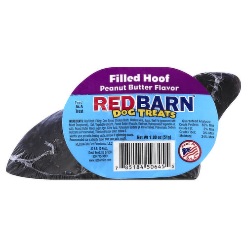 Red Barn Dog Treat, Filled Hoof, Peanut Butter Flavor