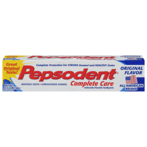 Pepsodent Complete Care Toothpaste, Anticavity Fluoride, Original Flavor