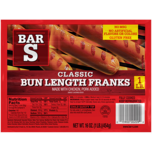 Bar S Classic Bun Length Franks