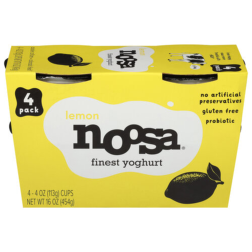 Noosa Finest Yoghurt, Lemon, 4 Pack