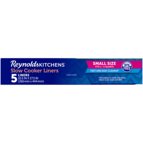 Reynolds Kitchens Slow Cooker Liners, Fast and Easy Cleanup, Small Size