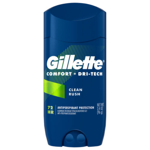 Gillette Comfort + Dri-Tech Antiperspirant Protection, Clean Rush