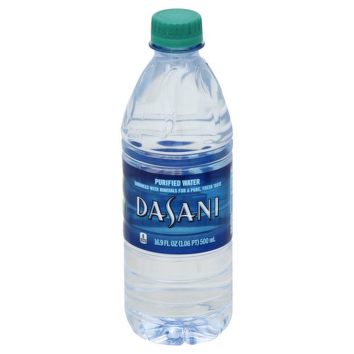 Enhanced with minerals for a pure, fresh taste. 0 calories per bottle. For water quality and information, please call 1-800-788-5047 or visit www.dasani.com. No refill. Plant bottle (up to 30% made from plants 100% recyclable plastic bottle).