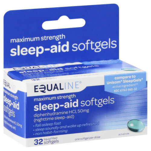 Equaline Sleep-Aid, Maximum Strength, 50 mg, Softgels