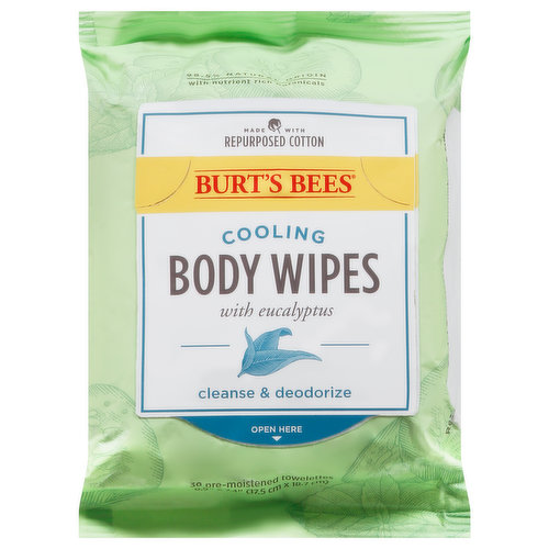 Burt's Bees Body Wipes, Cooling, with Eucalyptus