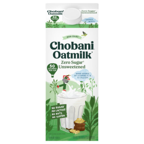 Chobani Oatmilk, Zero Sugar, Non-Dairy, Unsweetened