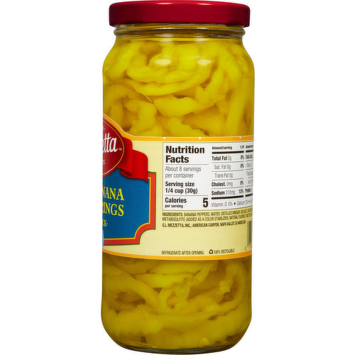 Mezzetta Banana Pepper Rings, Mild, Fresh Pack