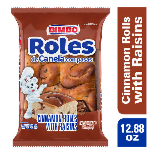 Bimbo Bimbo Roles De Canela Con Pasas Cinnamon Rolls with Raisins, 12.88 oz