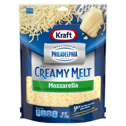 Kraft Natural Cheese Cheese, Mozzarella, Creamy Melt