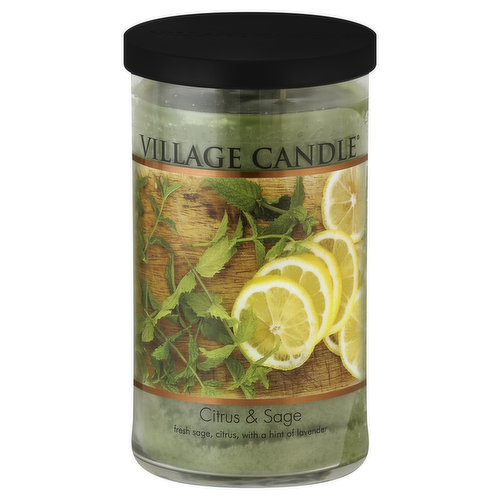 Village Candle Candle, Citrus & Sage, Glass Cylinder