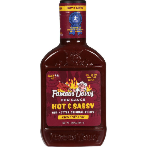 Famous Dave's BBQ Sauce, Hot & Sassy, Kansas City-Style, Hot