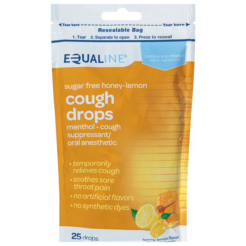 Equaline Cough Drops, Sugar Free, Honey-Lemon Flavor