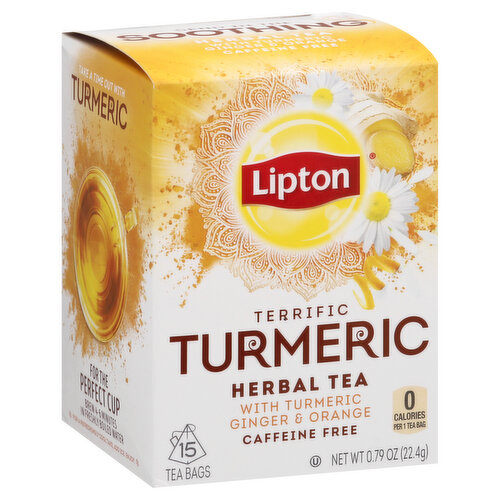 Lipton Herbal Tea, Terrific Turmeric, Caffeine Free, Bags
