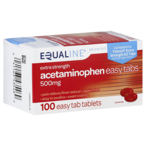 Equaline Acetaminophen, Extra Strength, 500 mg, Easy Tab Tablets