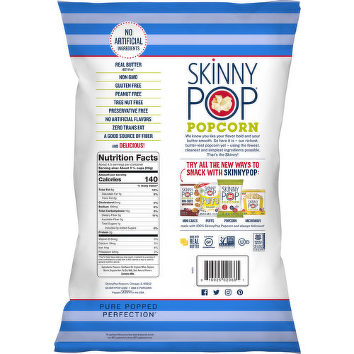 SkinnyPop Butter Popcorn, Gluten Free, Non-GMO, Healthy Popcorn