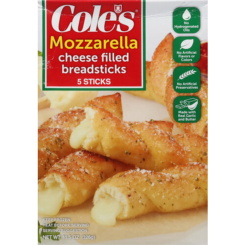 Cole's Breadsticks, Cheese Filled, Mozzarella