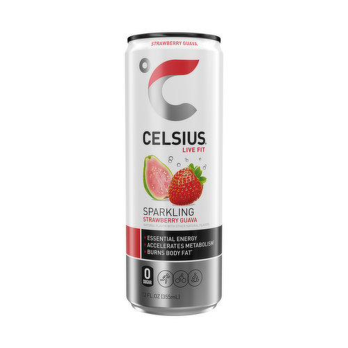 CELSIUS Sparkling Strawberry Guava, Essential Energy Drink