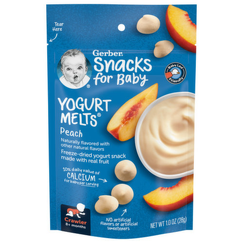 Gerber Snacks for Baby Yogurt Melts, Peach, Crawler (8+ Months)