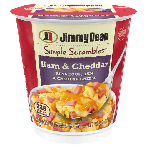 Jimmy Dean Simple Scrambles Jimmy Dean Simple Scrambles Ham & Cheddar with Real Eggs, Ham and Cheddar Cheese, 5.35 oz Cup